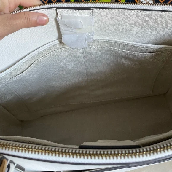 New , tory burch Emerson large double sip tote shoulder bag 134837 ivory - Picture 10 of 17